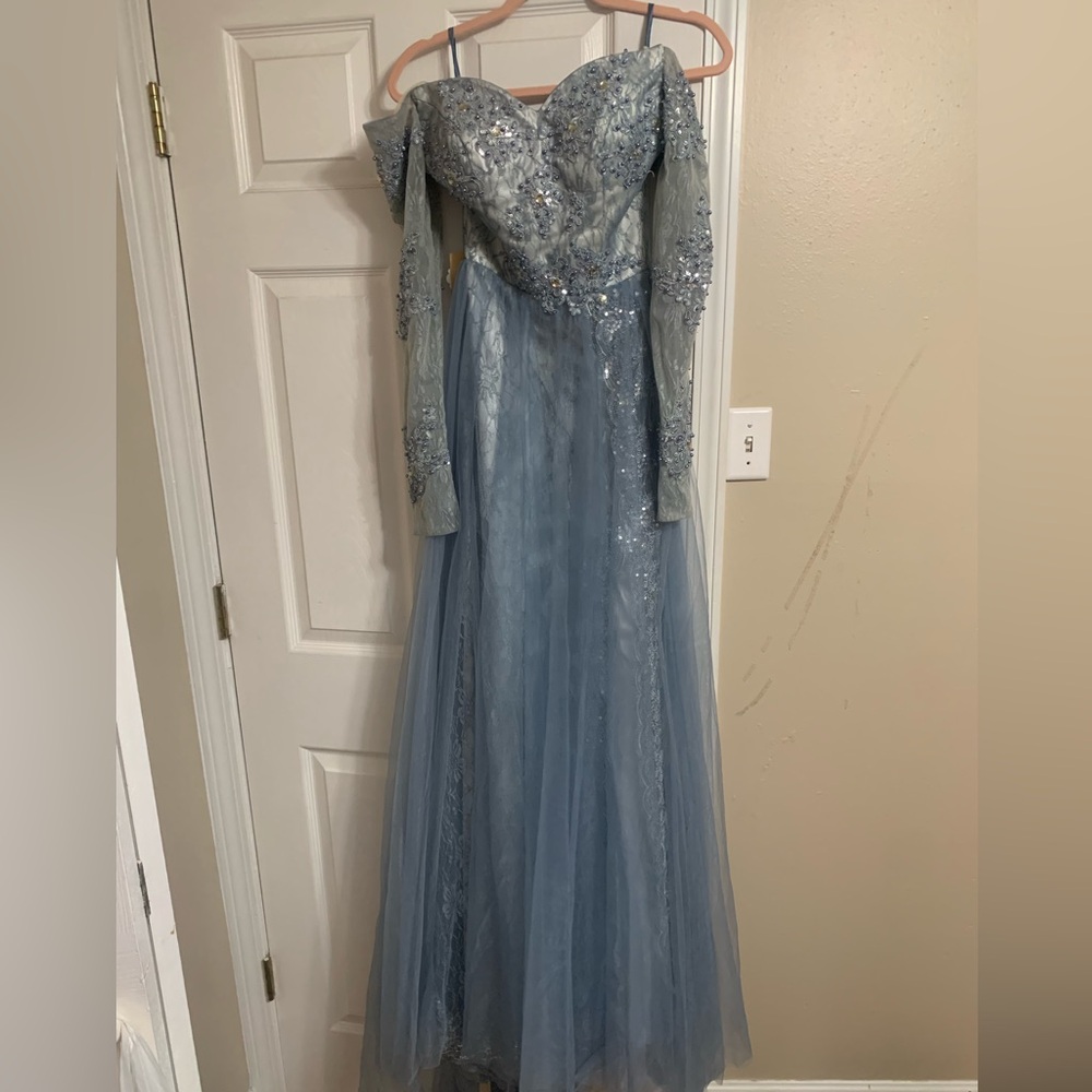 Long prom style dress with leg slit